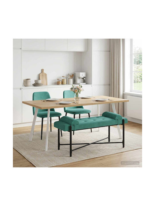 Velvet Upholstered Bench Stool Turquoise 46x110x40cm