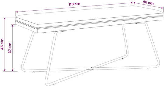 Ταμπουρέ Επενδυμένο με Βελούδο Ροζ 45x110x40εκ.