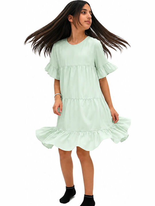 Girls Dress Short Sleeve Green