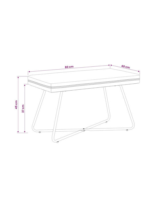 Samt Tabouret Bezogen Mit Hellgrau 80x40x45cm