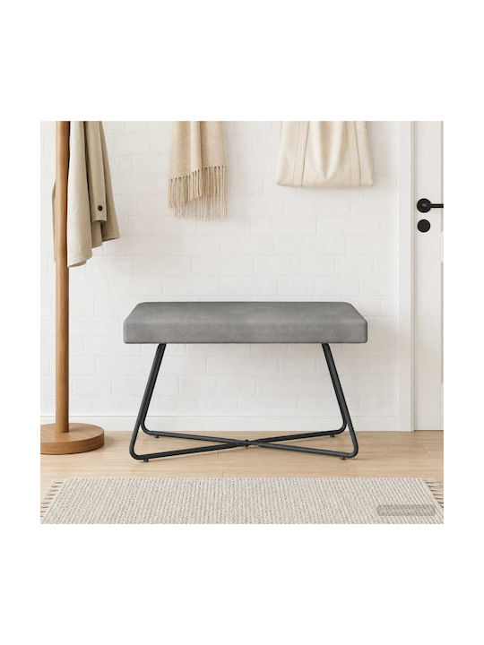Samt Tabouret Bezogen Mit Hellgrau 80x40x45cm