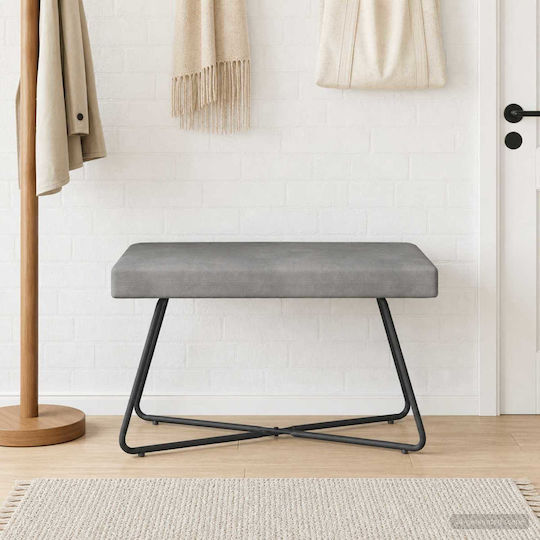 Bench Stool Upholstered with Velvet Light Grey 80x40x45cm