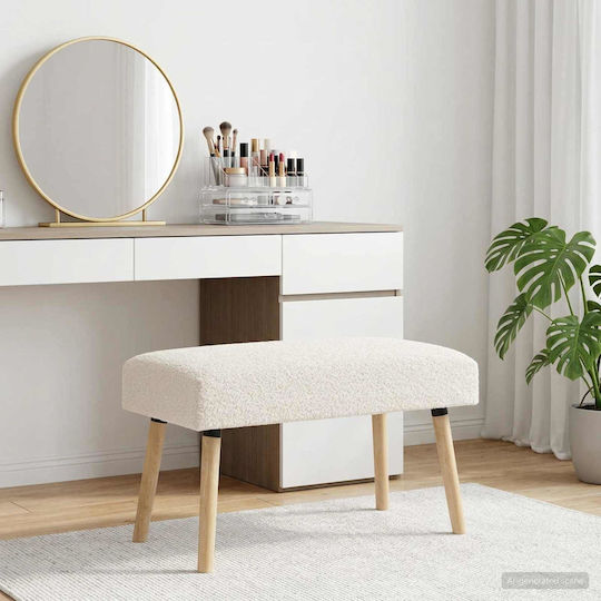 Stoff-Tabouret Gepolstert Mit Stoff Creme 80x40x46cm
