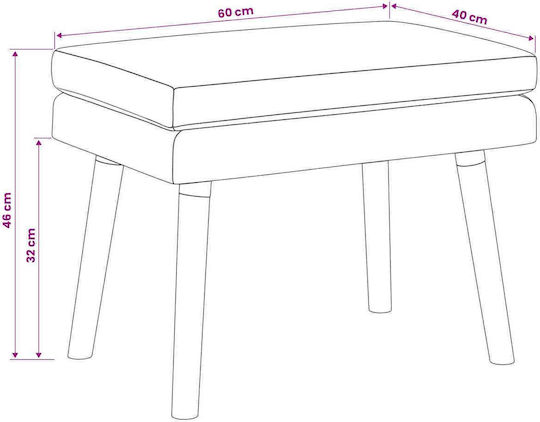 Stoff-Tabouret Schwarz 60x40x46cm