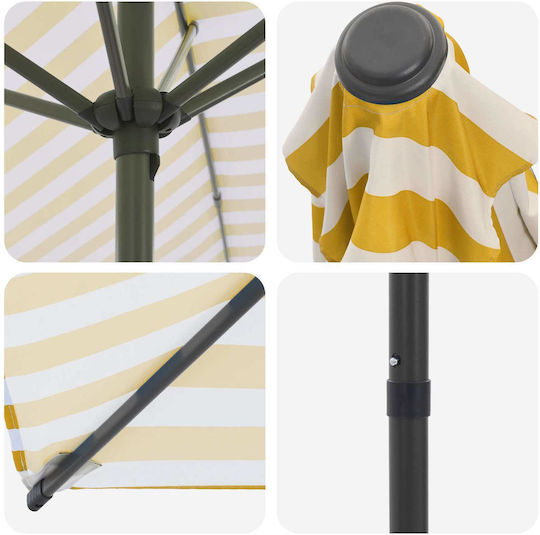 Round Aluminum Garden Parasol Yellow Diameter 2.7xHeight 2.23m