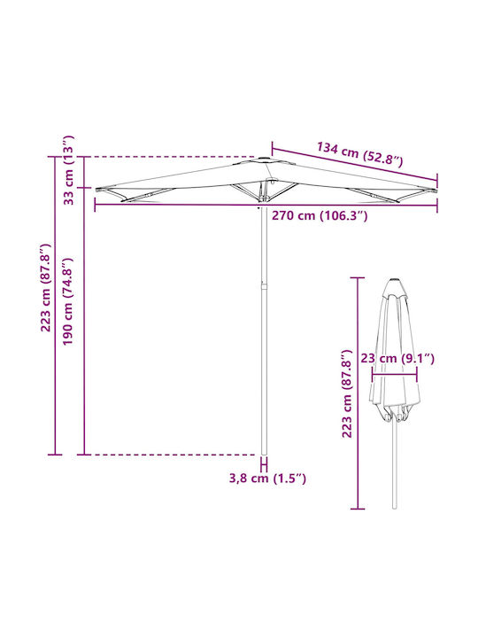Umbrelă Rotundă Din Aluminiu Galbenă Φ2.7xÎ2.23m