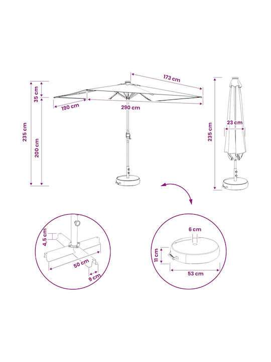 Umbrelă De Aluminiu Gri 3x3xÎnălțime 2.35m
