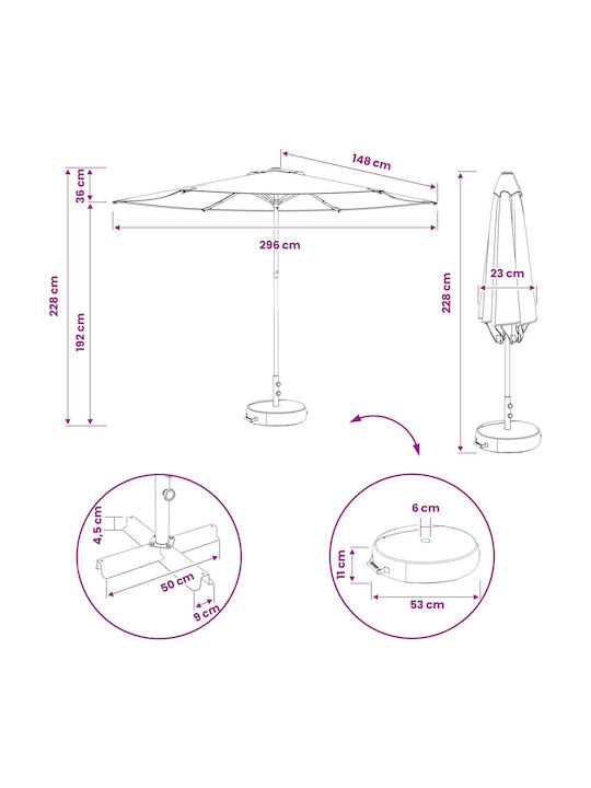 Rundschreiben Aluminium Braune Garten- und Terrassen-Sonnenschirm F3xY2.28m