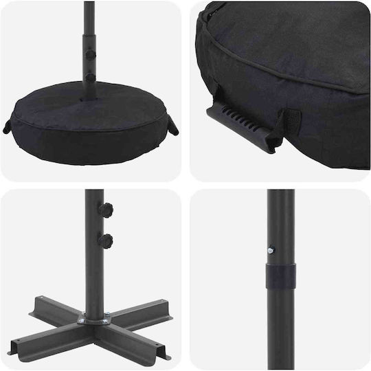 Umbrelă Rotundă Din Aluminiu Neagră Φ3xÎ2,28m