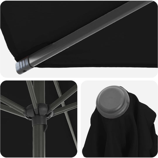 Umbrelă Rotundă Din Aluminiu Neagră Φ2.3xÎnălțime2.28m