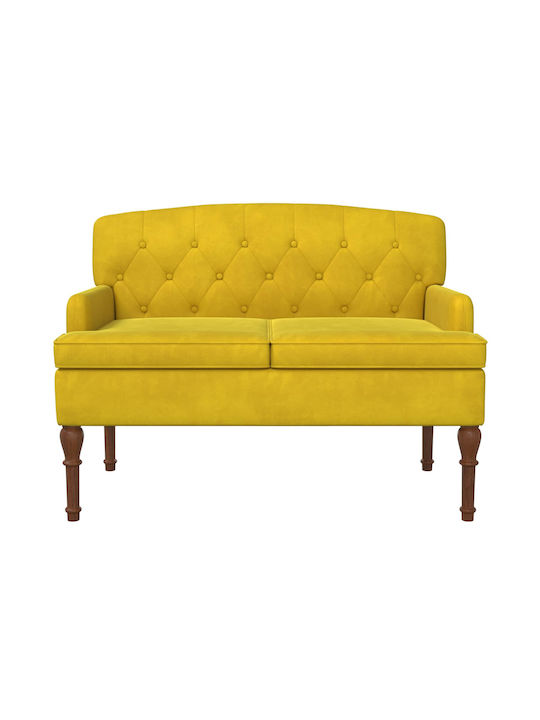 Two-Seater Velvet Soft Yellow Couch 111x65x79 cm