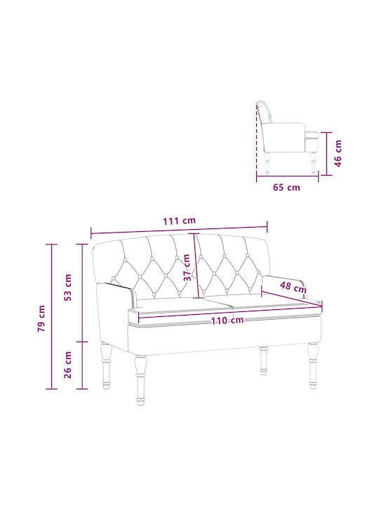 Canapea Cu Două Locuri Catifea Verde Închis 111x65x79cm