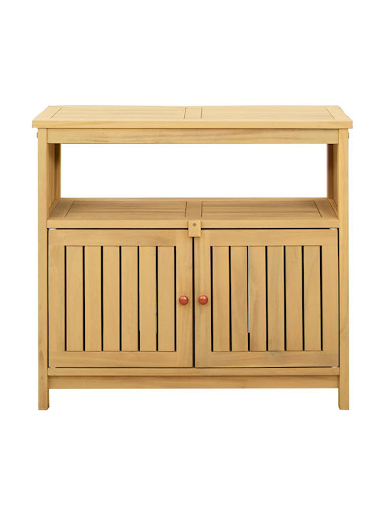 Sitting Room Table for Small Outdoor Spaces Made of Acacia Light Brown 80x35x75cm