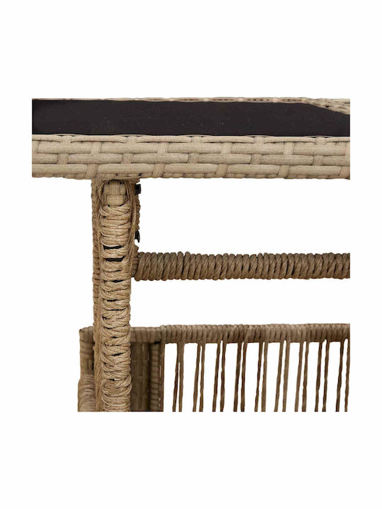 Outdoor Sitting Room Rattan Table Beige 100x55x37cm
