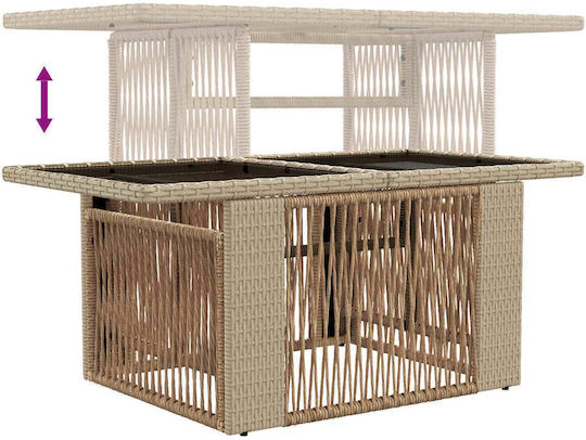 Τραπέζι Καθιστικού Εξωτερικού Χώρου Rattan Μπεζ 100x55x37εκ.