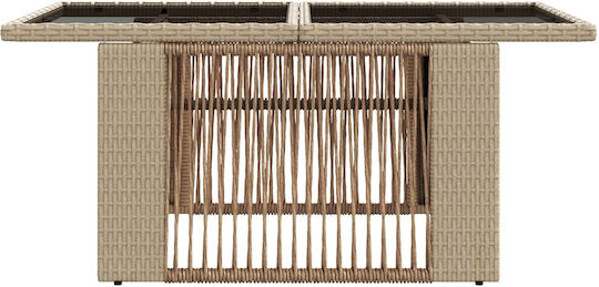 Τραπέζι Καθιστικού Εξωτερικού Χώρου Rattan Μπεζ 100x55x37εκ.