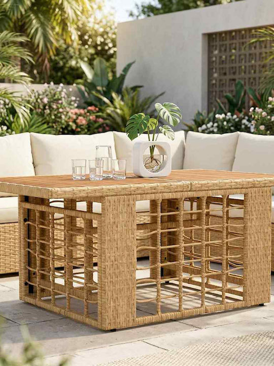 Outdoor Sitting Room Rattan Table Natural 100x55x37cm
