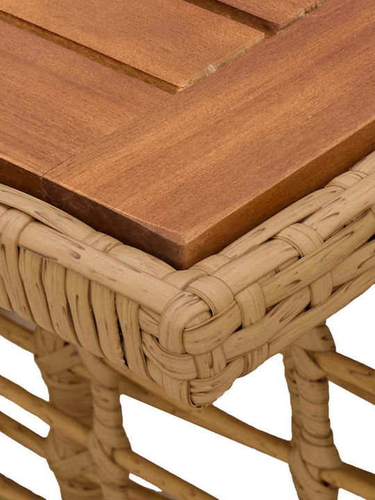 Outdoor Sitting Room Rattan Table Natural 100x55x37cm