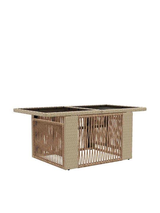 Outdoor Sitting Room Rattan Table Beige 100x55x37cm