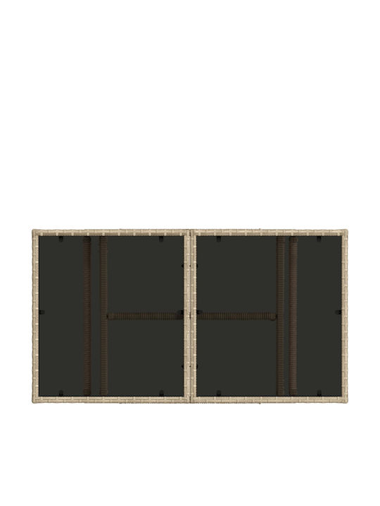 Outdoor Sitting Room Rattan Table Beige 100x55x37cm