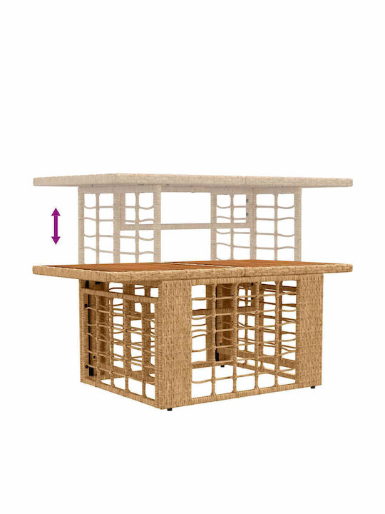 Outdoor Sitting Room Rattan Table Natural 100x55x37cm