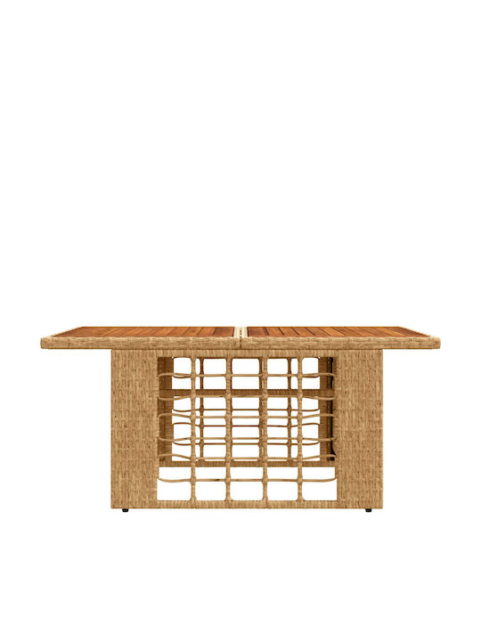 Outdoor Sitting Room Rattan Table Natural 100x55x37cm