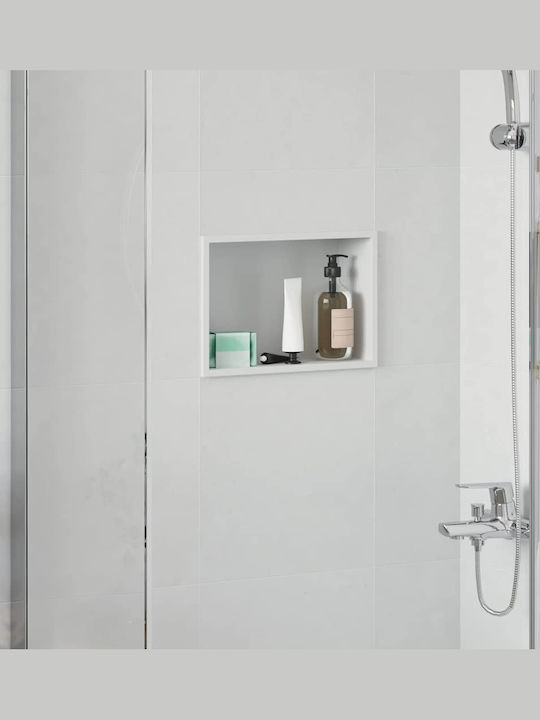 vidaXL Επιτοίχια Ραφιέρα Μπάνιου Μεταλλική 30x9.5x20cm Λευκή