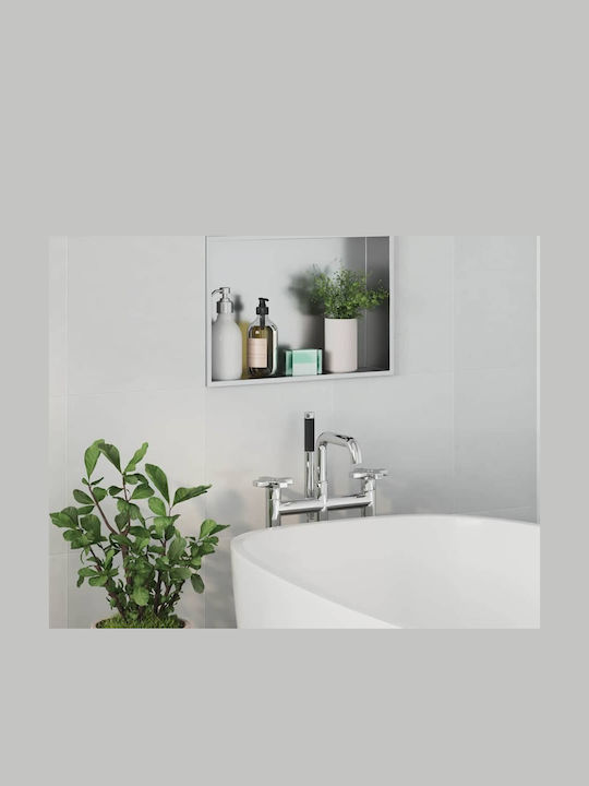 vidaXL Επιτοίχια Ραφιέρα Μπάνιου Μεταλλική 45x9.5x30cm Ασημί