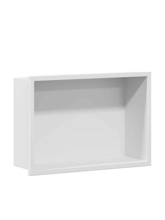 vidaXL Επιτοίχια Ραφιέρα Μπάνιου Μεταλλική 30x9.5x20cm Λευκή
