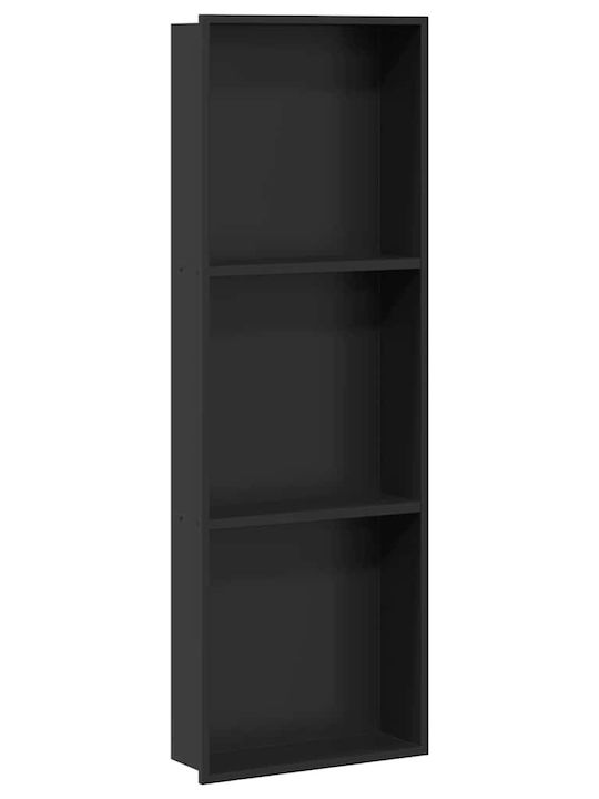 vidaXL Επιτοίχια Ραφιέρα Μπάνιου Μεταλλική 30x9.5x90cm Μαύρη