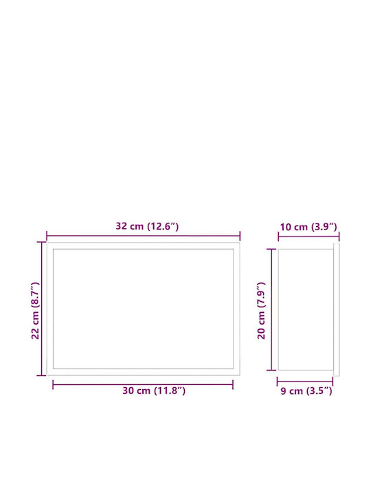 vidaXL Επιτοίχια Ραφιέρα Μπάνιου Μεταλλική 30x9.5x20cm Λευκή