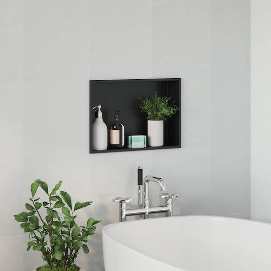 vidaXL Επιτοίχια Ραφιέρα Μπάνιου Μεταλλική 45x9.5x30cm Μαύρη