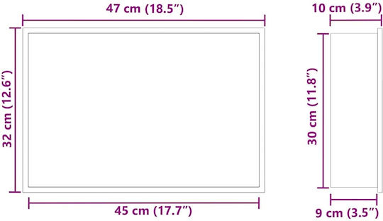 vidaXL Επιτοίχια Ραφιέρα Μπάνιου Μεταλλική 45x9.5x30cm Μαύρη