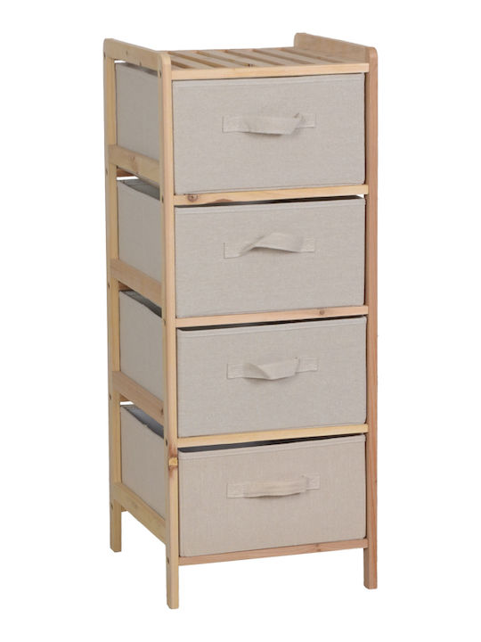 Pakketo Wolen Floor Bathroom Shelf Wooden 34.5x36.5x86cm Beige
