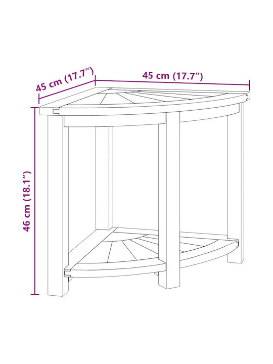 vidaXL Corner Floor Bathroom Shelf Wooden 45x45x46cm Grey