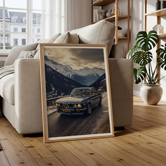 Poster Bmw E9 Coupé Cr067 40cm X 50cm Κορνίζα Φυσικό Ξύλου Μπεζ 63083pd156199f55316