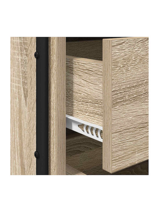 Wooden Bedside Tables with Metal Legs Beige 2 Pieces 35x36.5x61cm