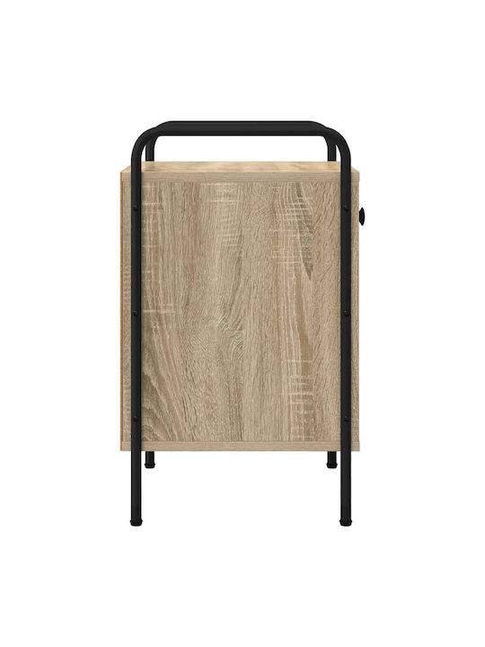 Wooden Bedside Tables with Metal Legs Beige 2 Pieces 35x36.5x61cm