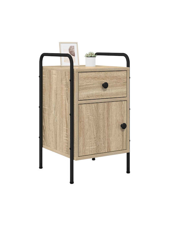 Wooden Bedside Tables with Metal Legs Beige 2 Pieces 35x36.5x61cm