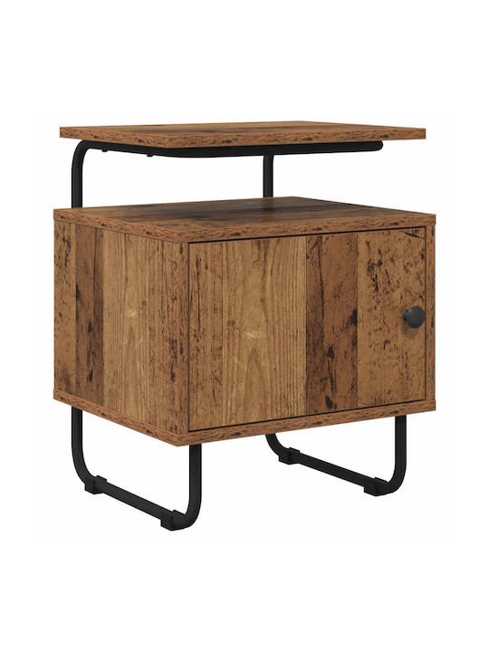 Wooden Bedside Table with Black Metal Legs 40x36.5x50cm