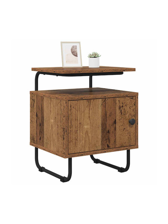 Wooden Bedside Table with Black Metal Legs 40x36.5x50cm