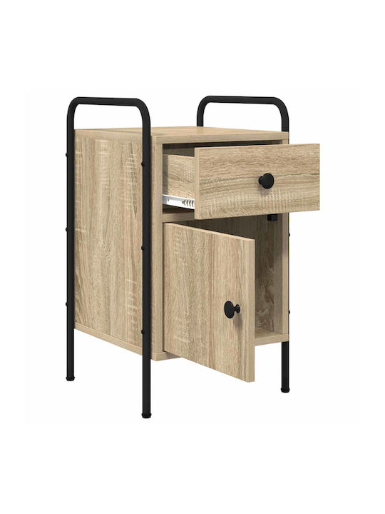 Wooden Bedside Tables with Metal Legs Beige 2 Pieces 35x36.5x61cm