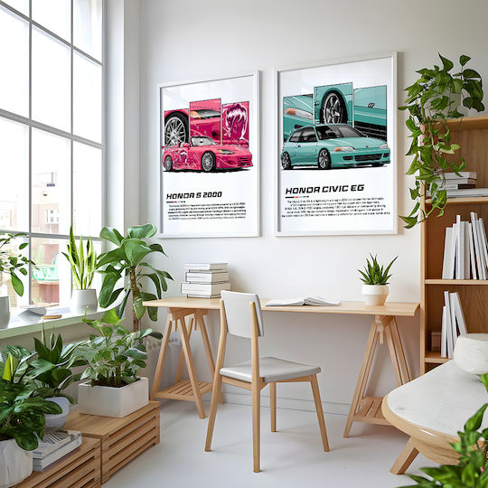 Poster Honda S 2000 Cr024 40cm X 50cm Λευκή Ξύλινη Κορνίζα-63005pd156238f55310