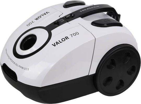 Telemax Valor 700 Ηλεκτρική Σκούπα 700W με Σακούλα 2lt Λευκή