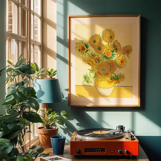 Poster Van Gogh Sunflowers Art116 40cm X 50cm Κορνίζα Καφέ Ξύλου 56100pd156659f63322