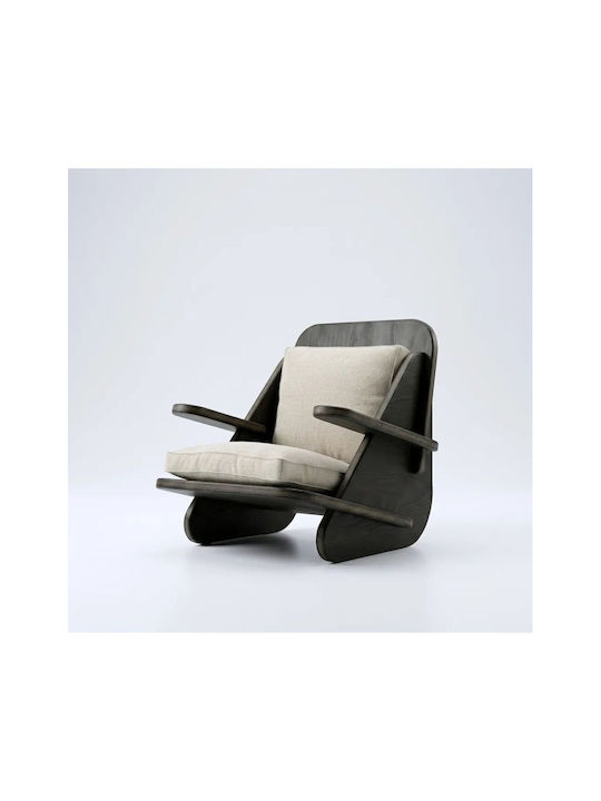 Armchair with Footstool Black 65x55x55cm