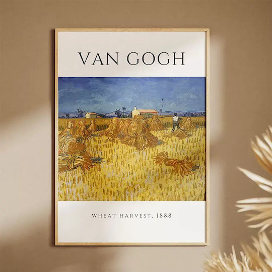 Poster Van Gogh Wheat Harvest Art097 40cm X 50cm Black Wooden Frame