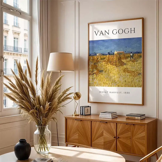 Poster Van Gogh Wheat Harvest Art097 40cm X 50cm Black Wooden Frame