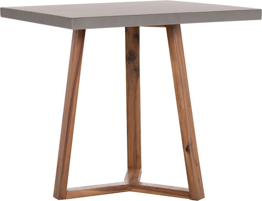Fiber Square Dining Table with Cement Surface Gray 80x80x75cm