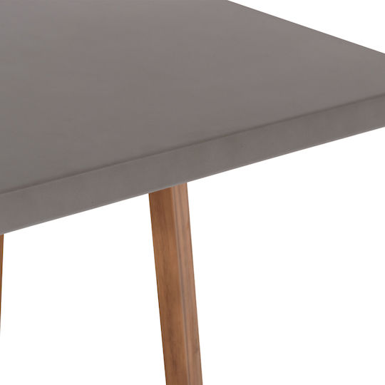 Fiber Square Dining Table with Cement Surface Gray 80x80x75cm